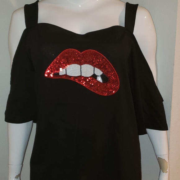 Sassi Rebel Plus size cold shoulder t-shirt - Picture 1 of 1